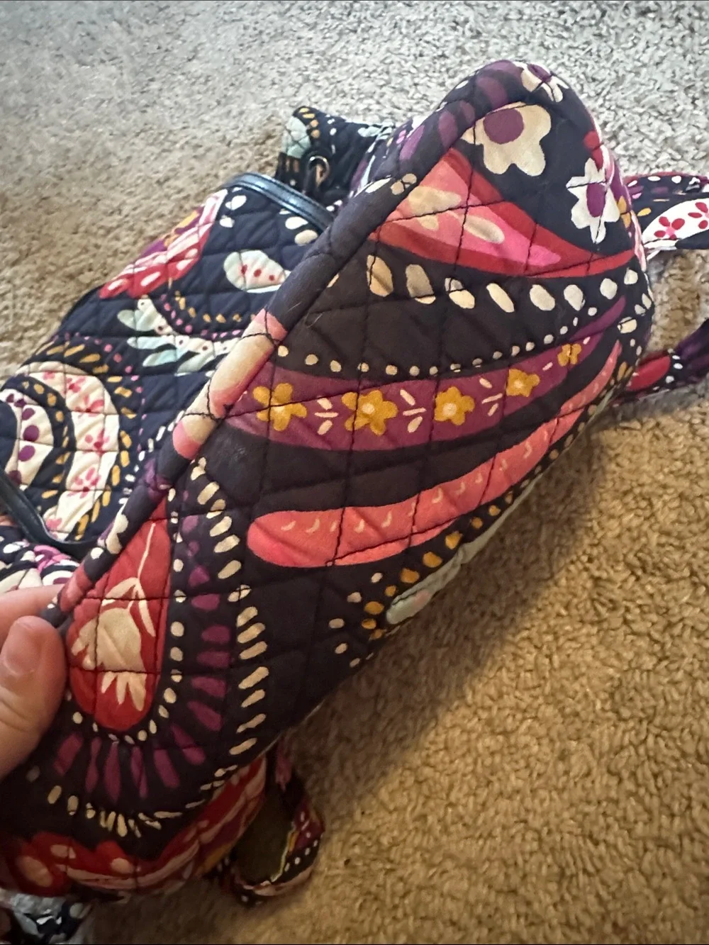 Vera Bradley Navy Quilted Floral Backpack